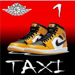 Jordan Black and Yellow Sneakers Air Jordan 1 Mid